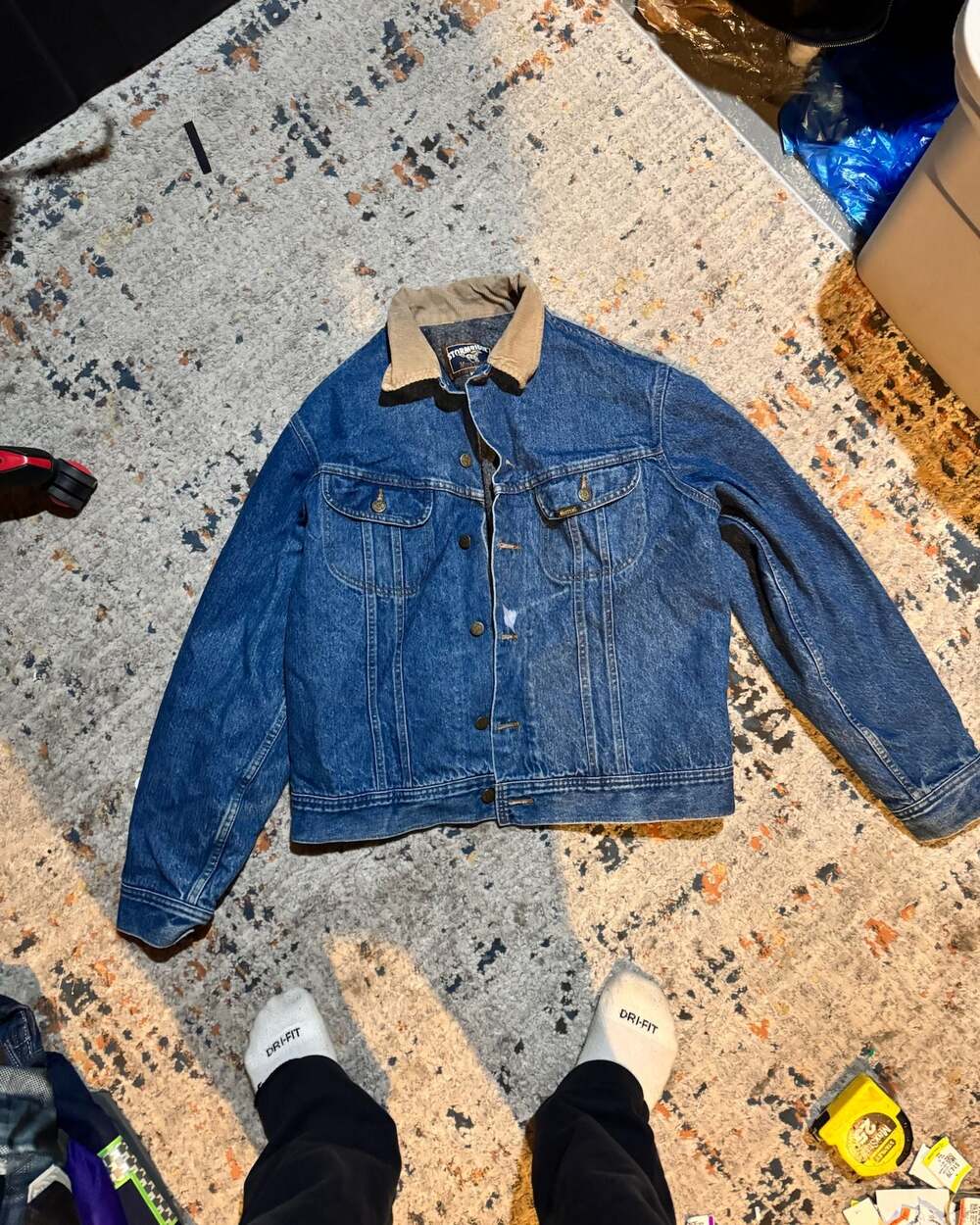 Vintage Mustang Stormrider Blanket Lined Denim Jacket with Corduroy Collar